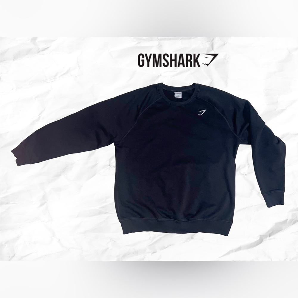 Gymshark Men's Black Slim Fit Crewneck Raglan Crest Sweatshirt